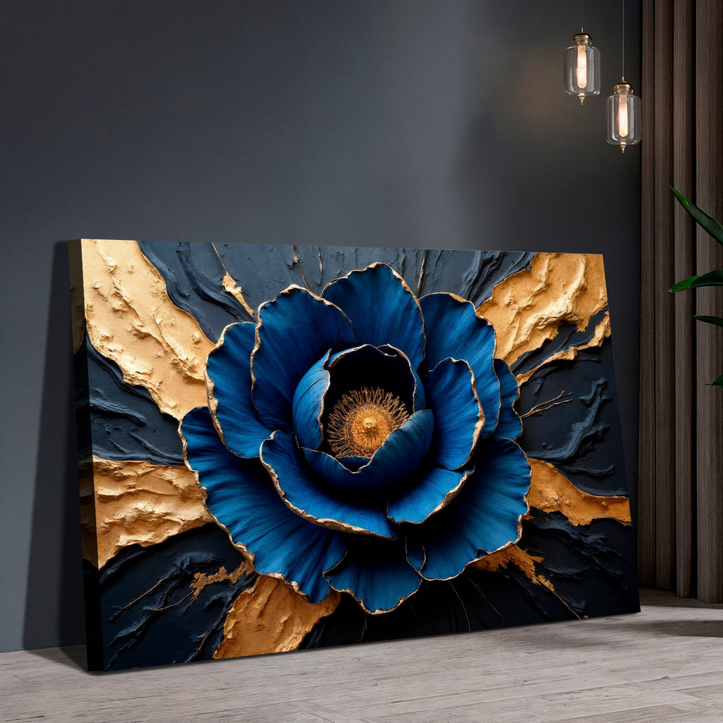 Sapphire Bloom Impasto wall art with nature-inspired artwork - product view 2