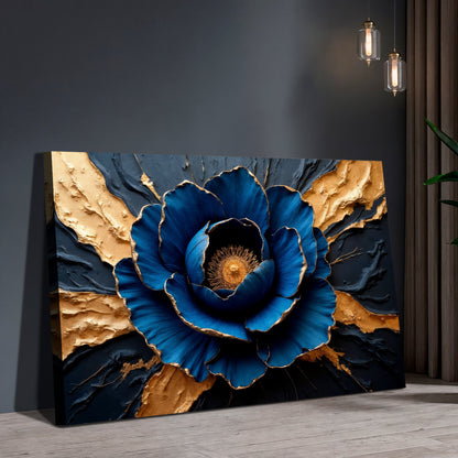 Sapphire Bloom Impasto wall art with nature-inspired artwork - product view 2