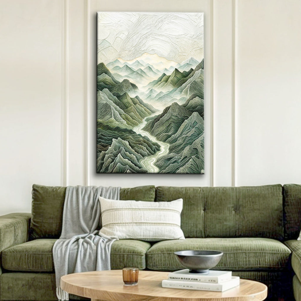 Abstract Mountain and River Landscape wall art with nature-inspired artwork - product view 3