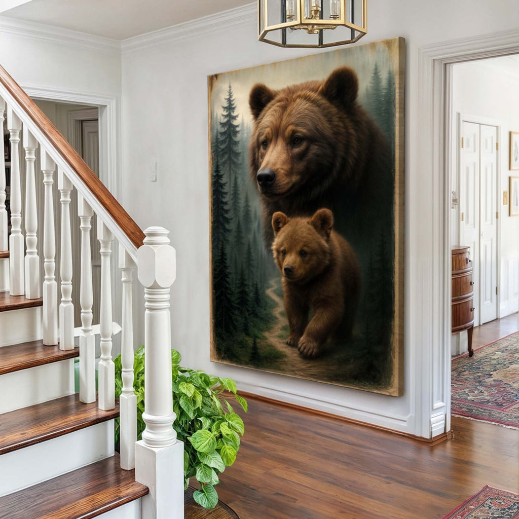 Path of the Wild Kin Bear and Cub wall art with nature-inspired artwork - product view 2