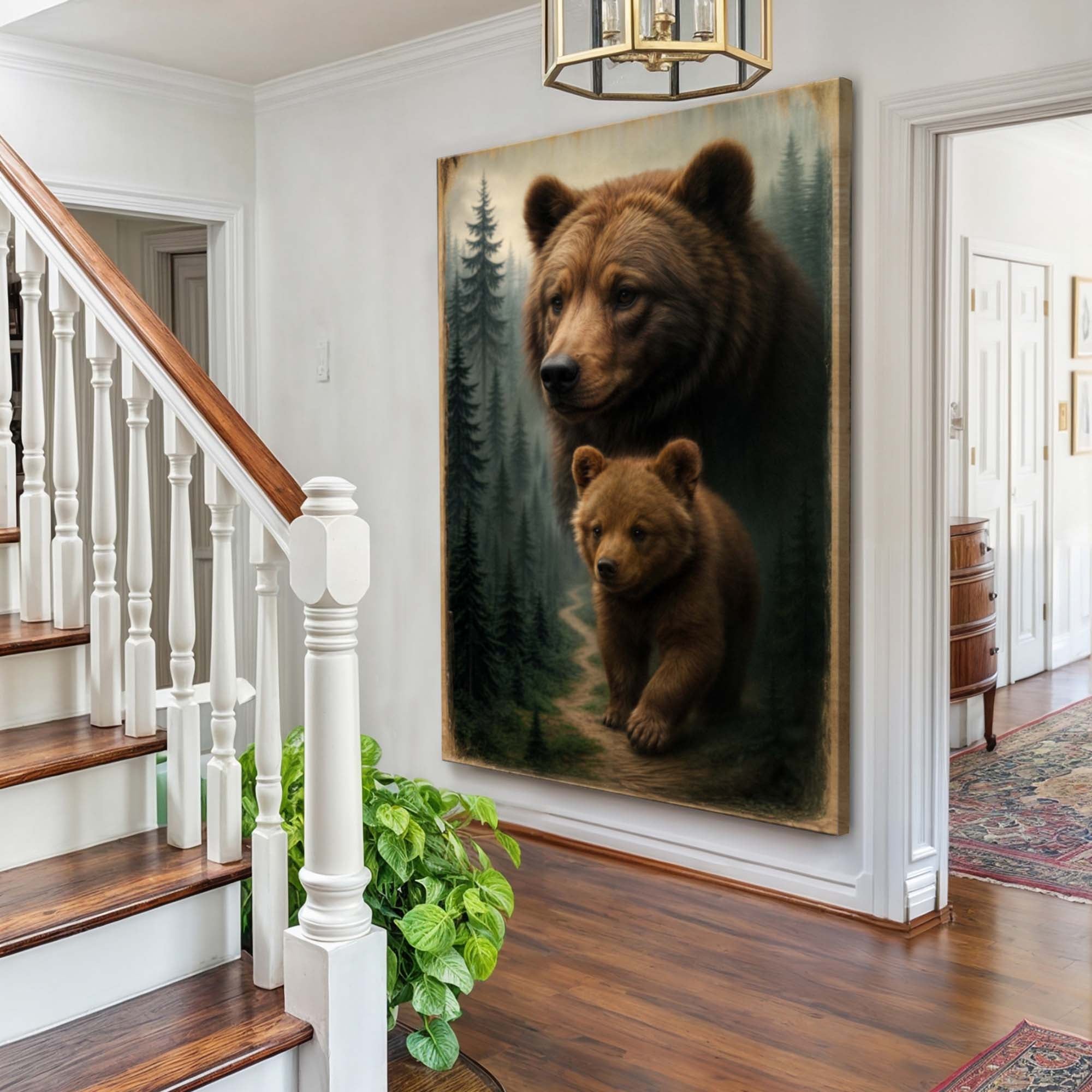 Path of the Wild Kin Bear and Cub wall art with nature-inspired artwork - product view 2