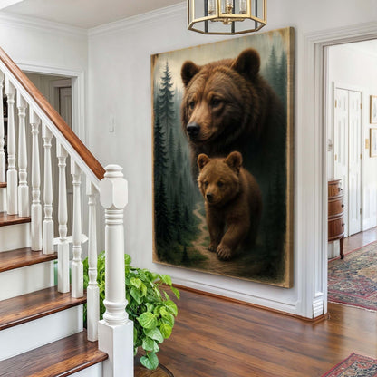 Path of the Wild Kin Bear and Cub wall art with nature-inspired artwork - product view 2