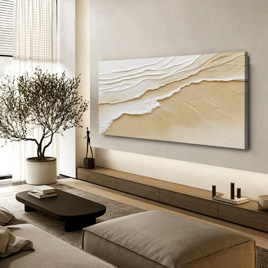 Neutral Ocean Waves wall art with nature-inspired artwork - product view 4