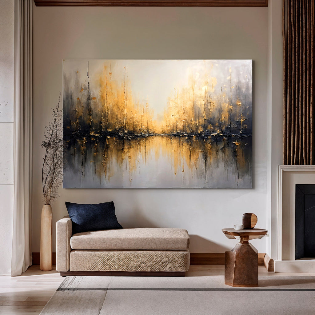 Golden Reflections Abstract wall art with nature-inspired artwork - product view 5