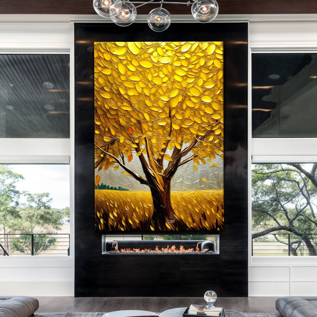 Golden Tree Breeze wall art with nature-inspired artwork - product view 2