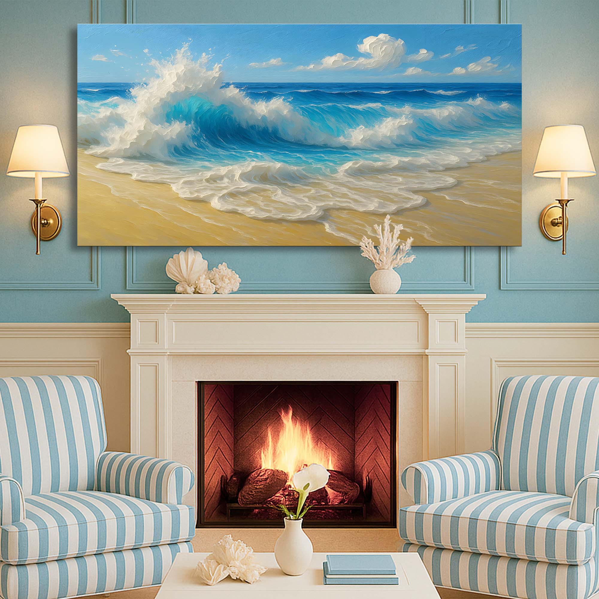 Serene Ocean Wave Coastal V wall art with nature-inspired artwork - product view 5