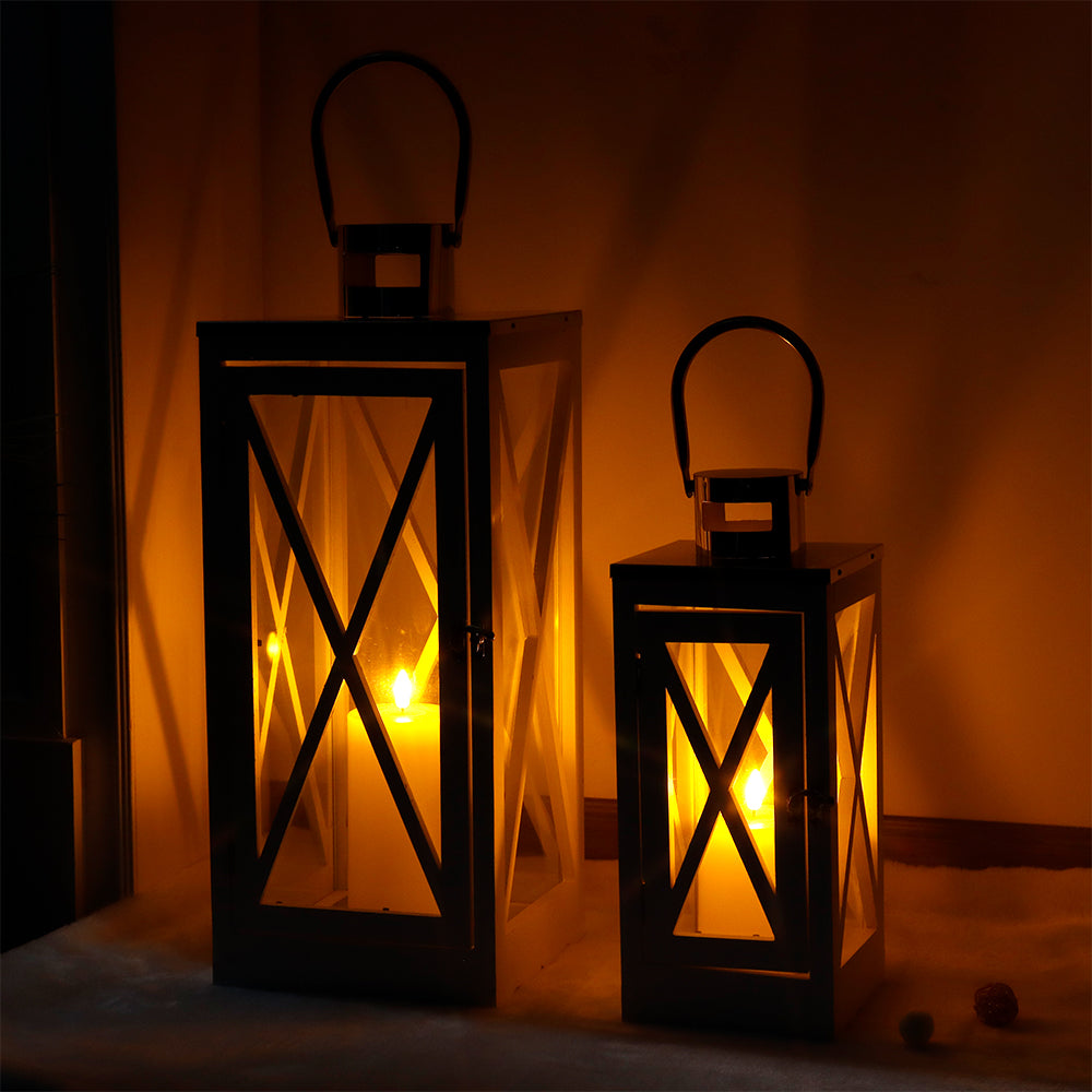 17.5''&24.5'' H Metal Decorative Candle Holders Rustic Hanging decorative candle lanterns with nature-inspired artwork - product view 3