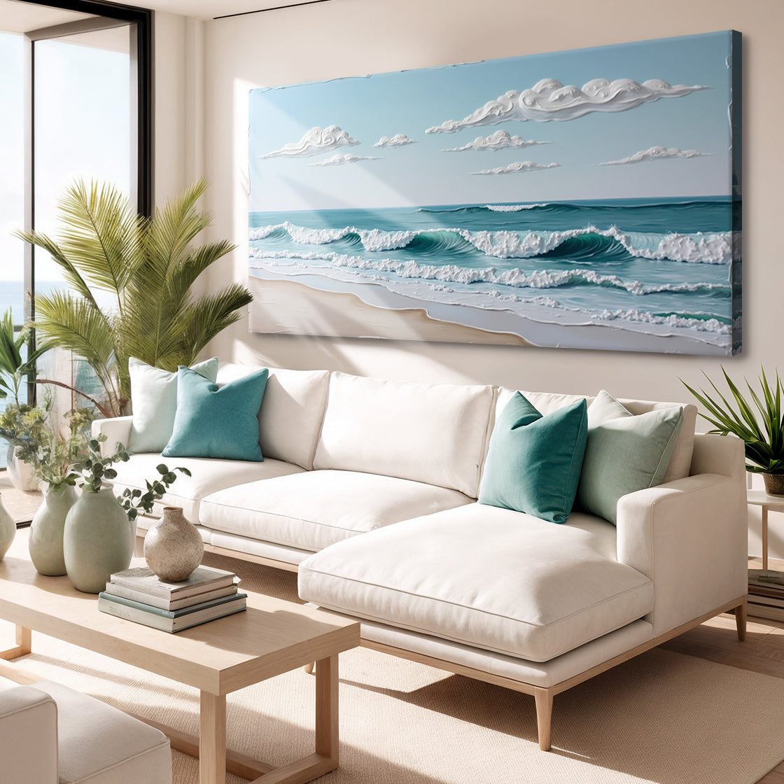 Serene Ocean Wave Coastal Xi wall art with nature-inspired artwork - product view 4