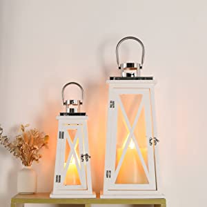 15.5''&22'' H Metal Decorative Candle Holders Rustic Hanging decorative candle lanterns with nature-inspired artwork - product view 4