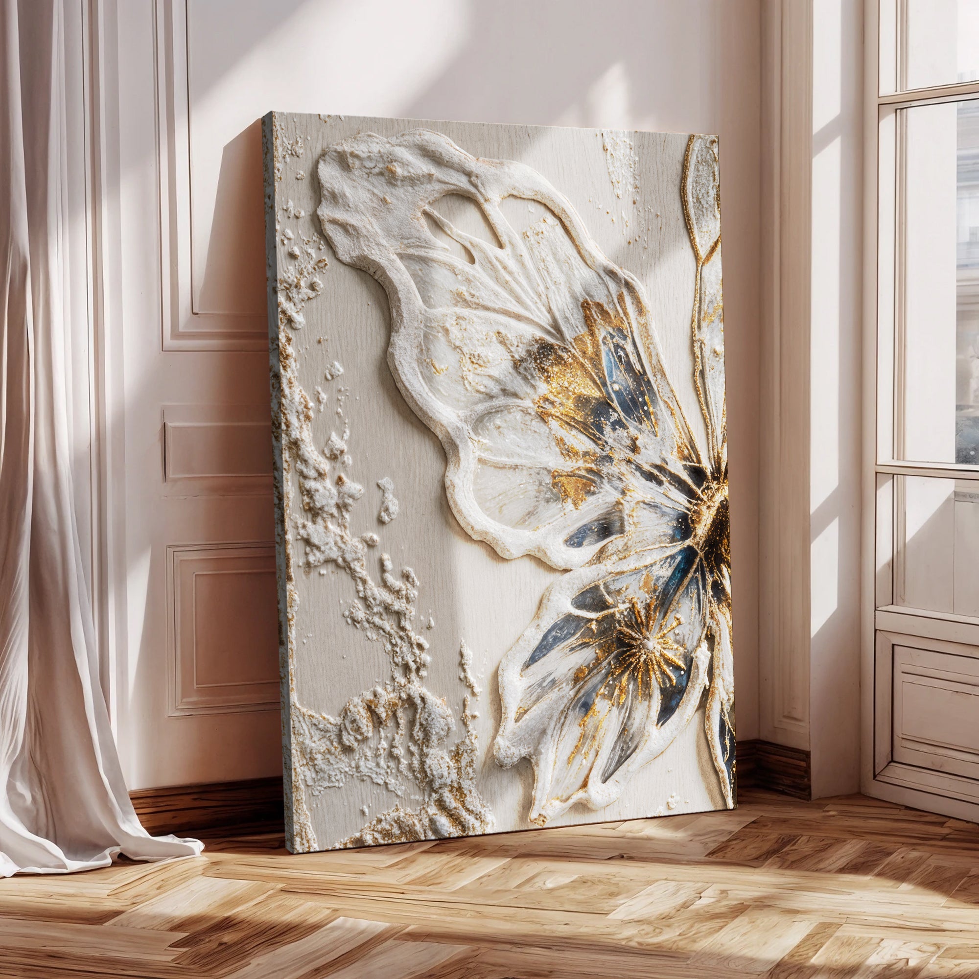 Half Butterfly wall art with nature-inspired artwork - product view 4