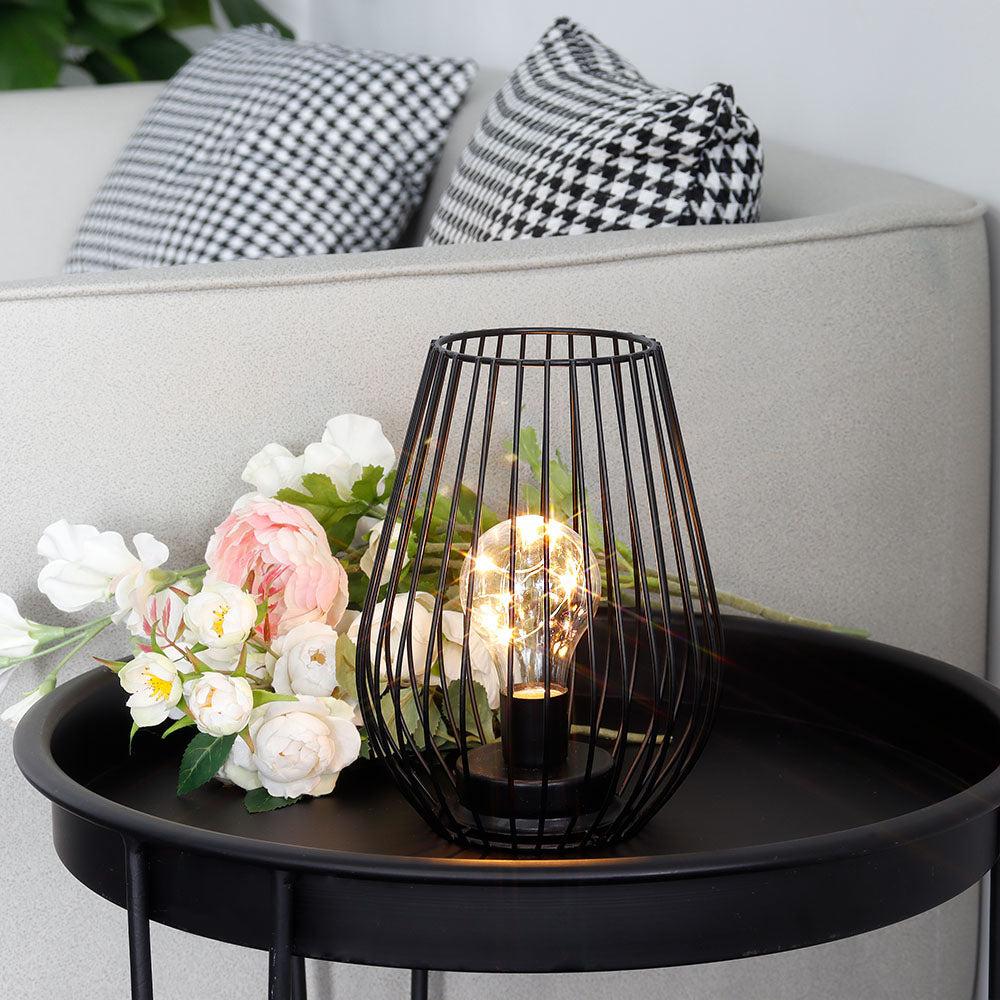 8'' Tall Cage Shapetable Lamp Battery Lanterns battery operated lamps with nature-inspired artwork - product view 3