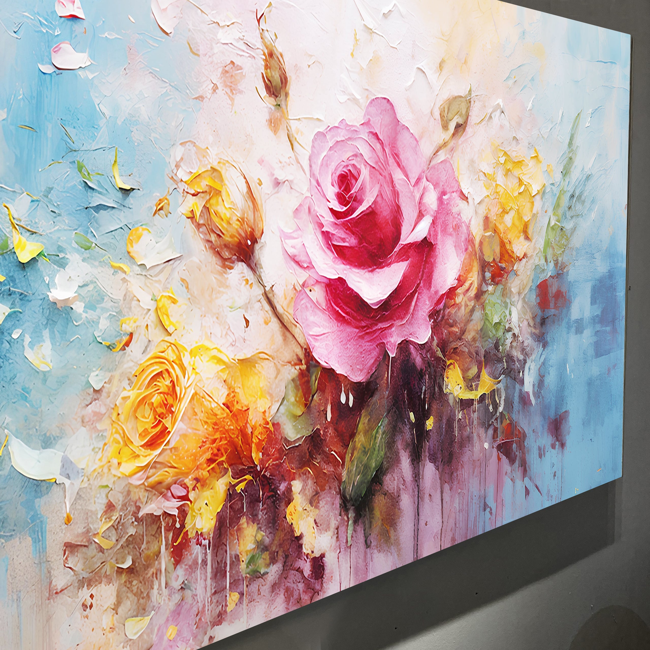 Rose Flower Impasto wall art with nature-inspired artwork - product view 5