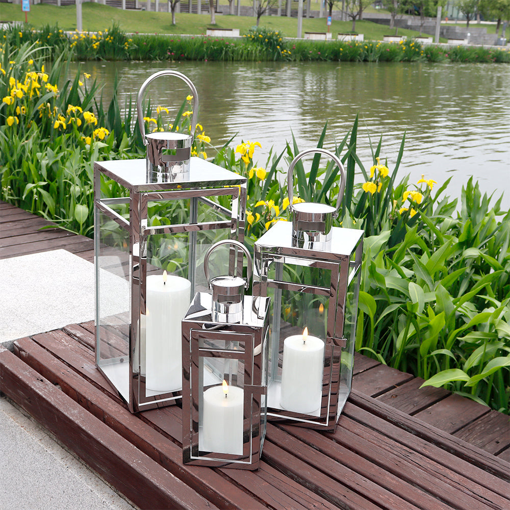 19''&15''&12'' H Stainless Steel Metal Candle Lantern Candle Holder decorative candle lanterns with nature-inspired artwork - product view 5