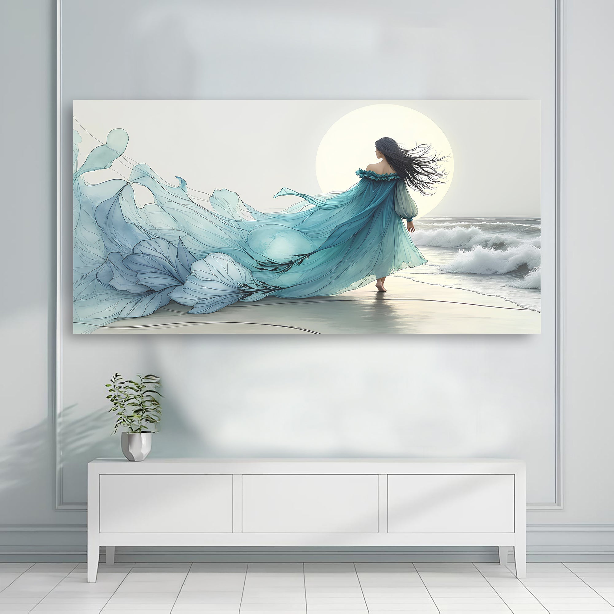 Swirling Winds by the Ocean Abstract wall art with nature-inspired artwork - product view 3