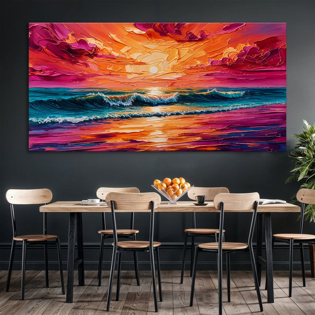 Coastal Sunset Impasto wall art with nature-inspired artwork - product view 2