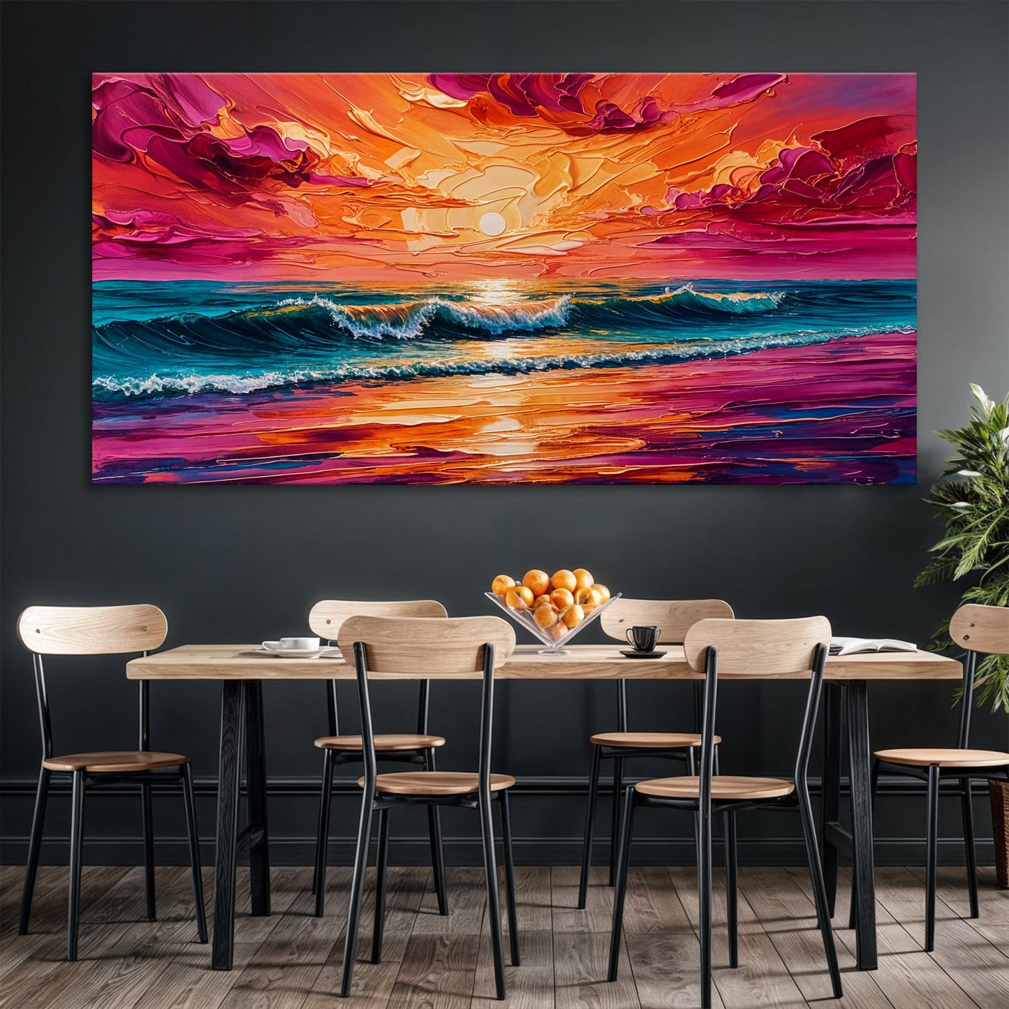 Coastal Sunset Impasto wall art with nature-inspired artwork - product view 2