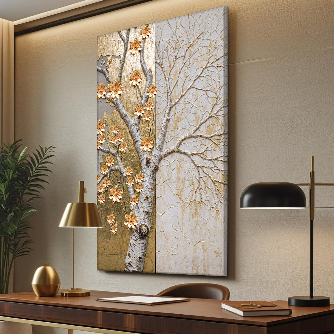 Ivory Seasons Impasto wall art with nature-inspired artwork - product view 2