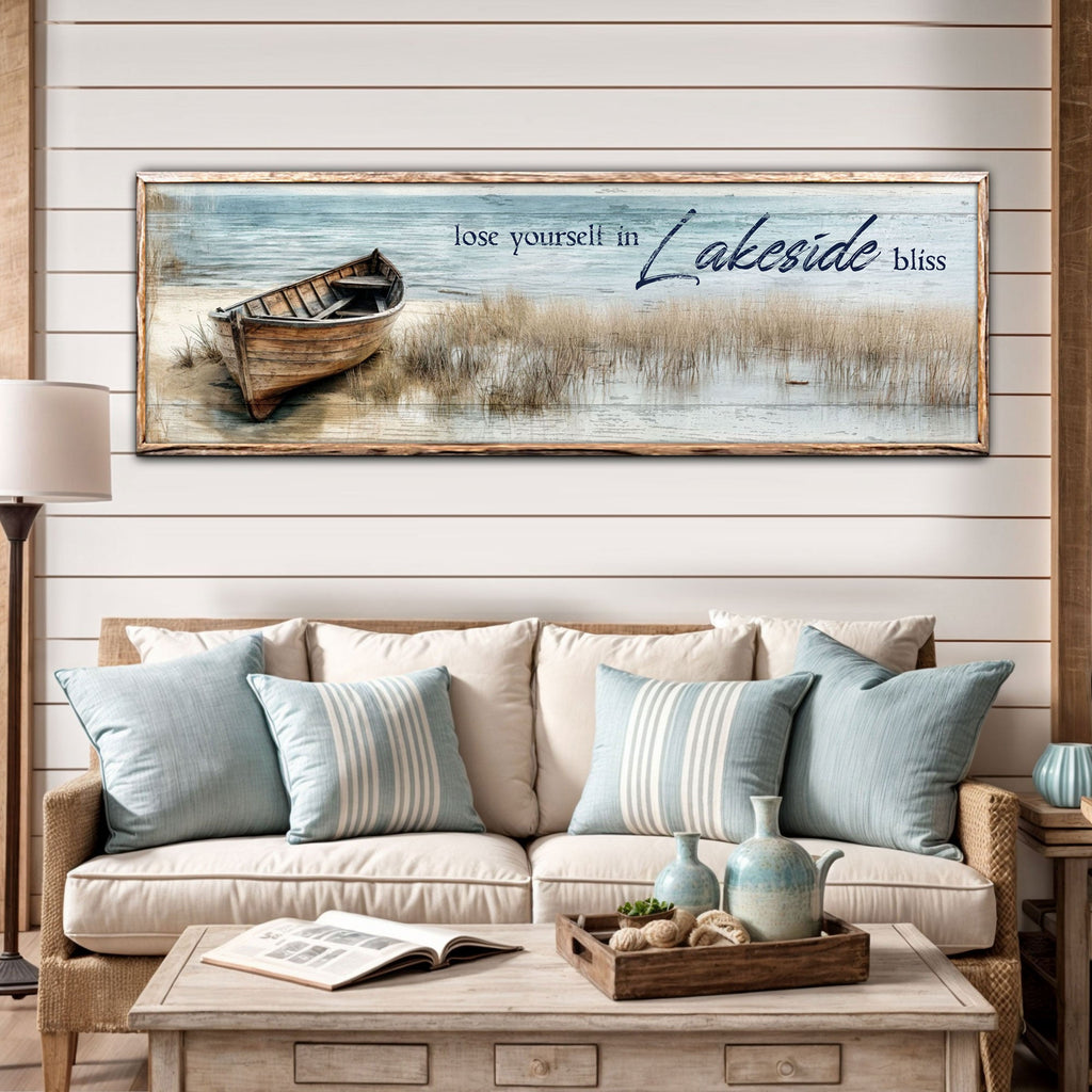 Lose Yourself in Lakeside Bliss Lake House Coastal Sign Ii canvas with nature-inspired artwork - product view 3