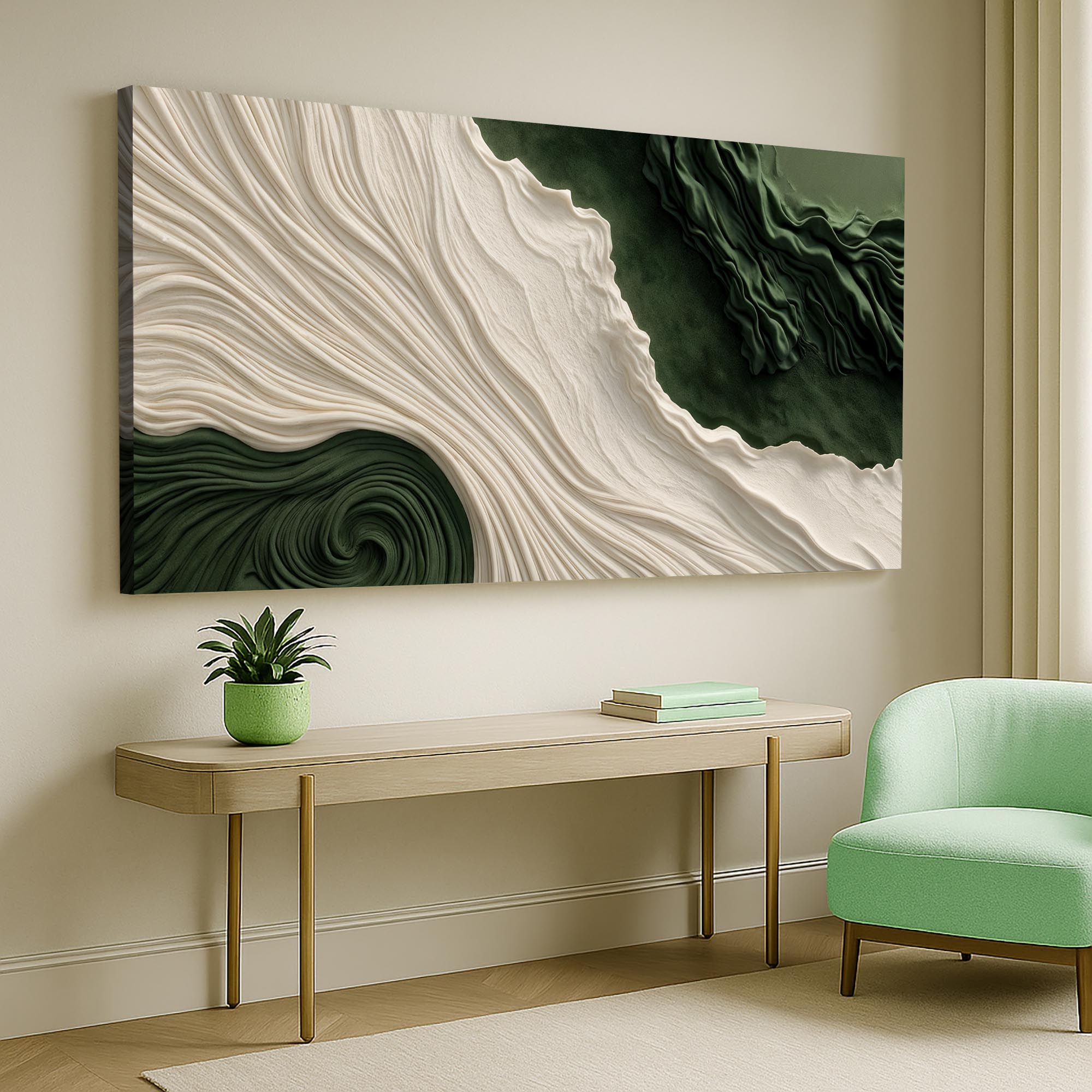 Green Rivers Abstract Xi wall art with nature-inspired artwork - product view 2