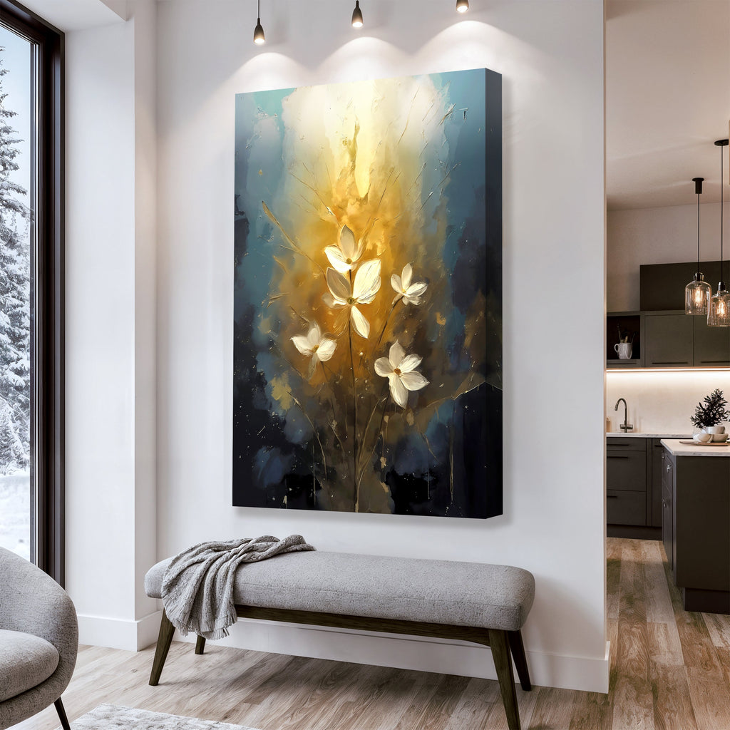 Golden Glow Elegant Flower wall art with nature-inspired artwork - product view 4