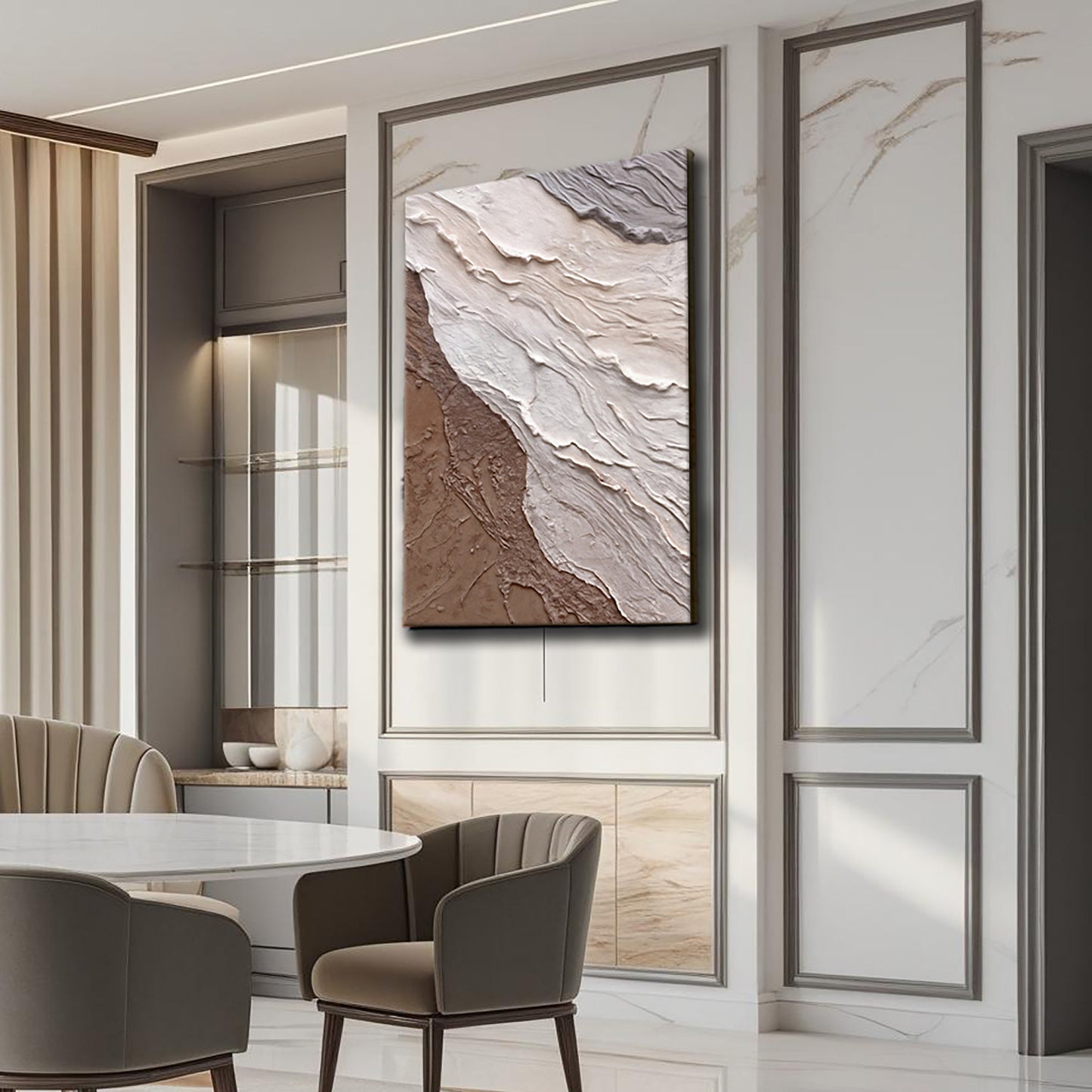 Abstract Earthy Waves wall art with nature-inspired artwork - product view 2