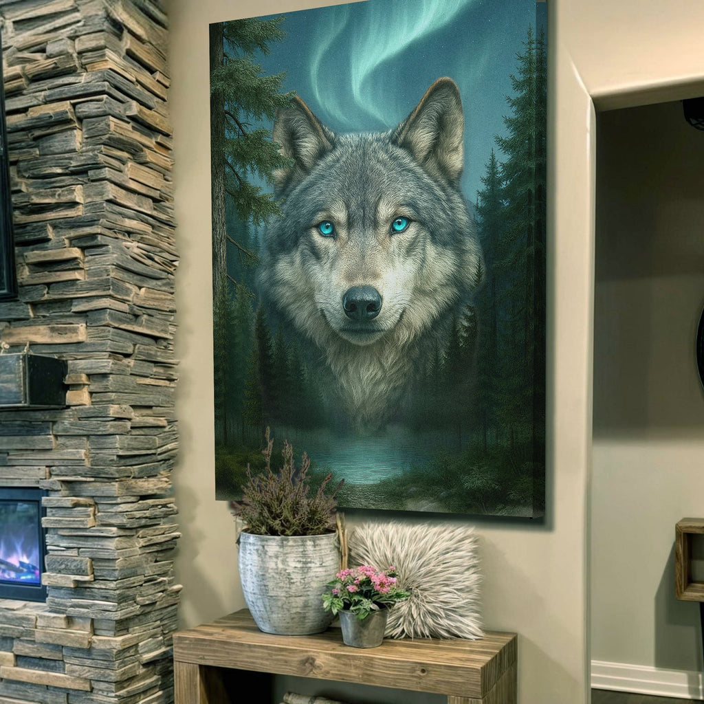 Wolf Northern Symphony wall art with nature-inspired artwork - product view 2
