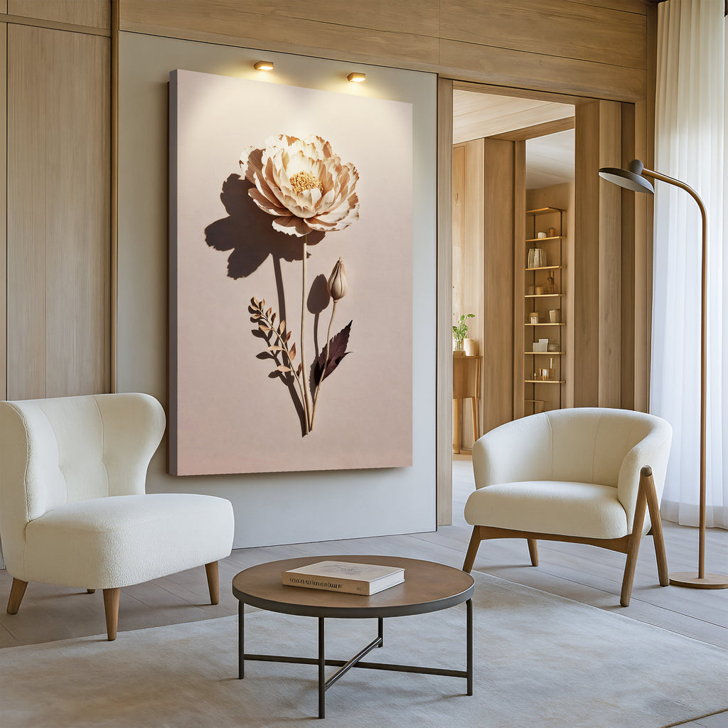 Minimalist Lone Flower wall art with nature-inspired artwork - product view 2