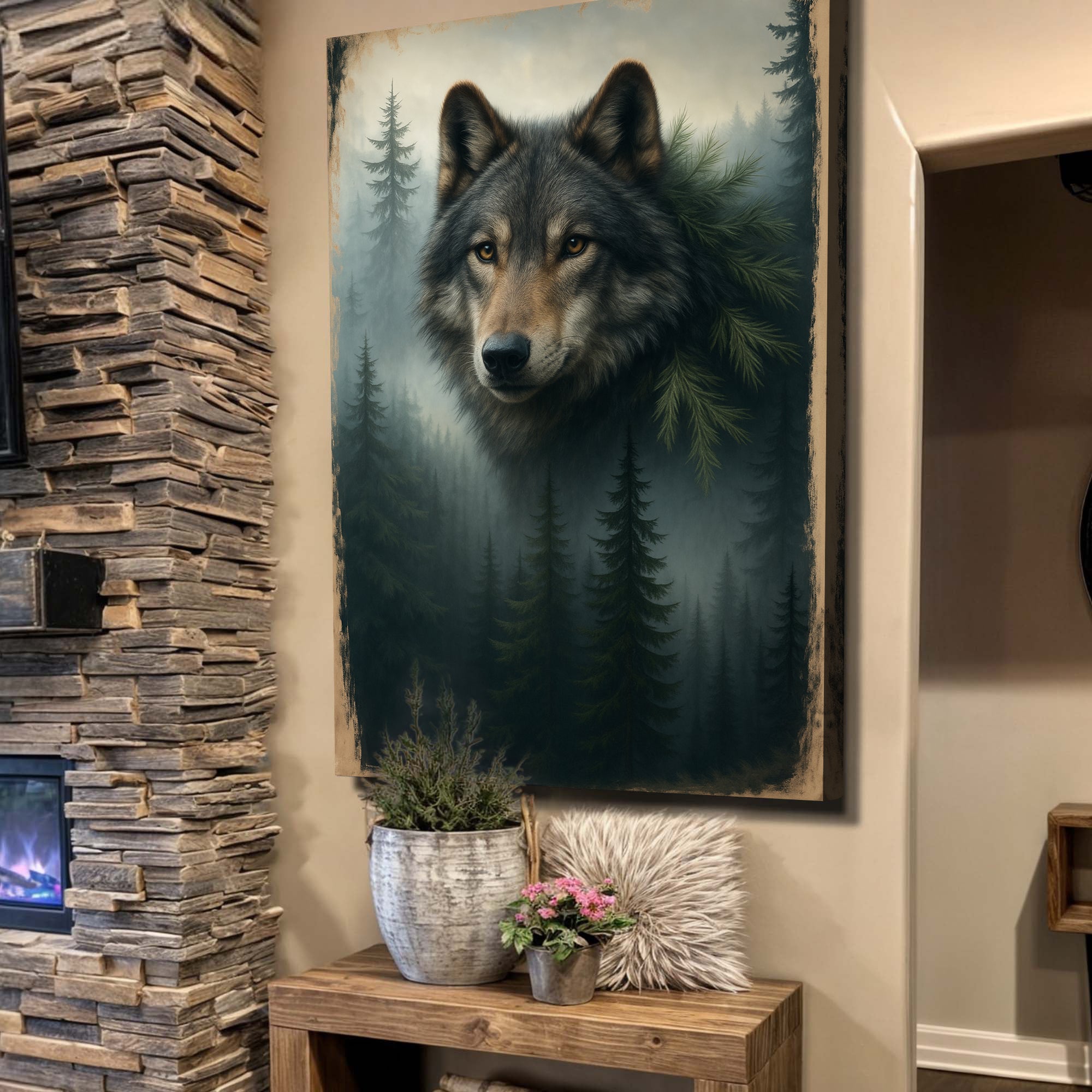 Wolf Double Exposure V wall art with nature-inspired artwork - product view 2