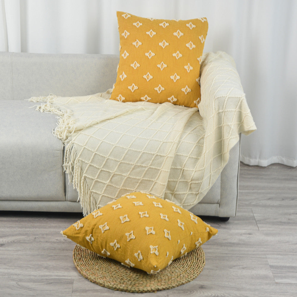 20''x20'' Tufted Floral 100% Cotton Throw Pillow pillow cover with nature-inspired artwork - product view 2