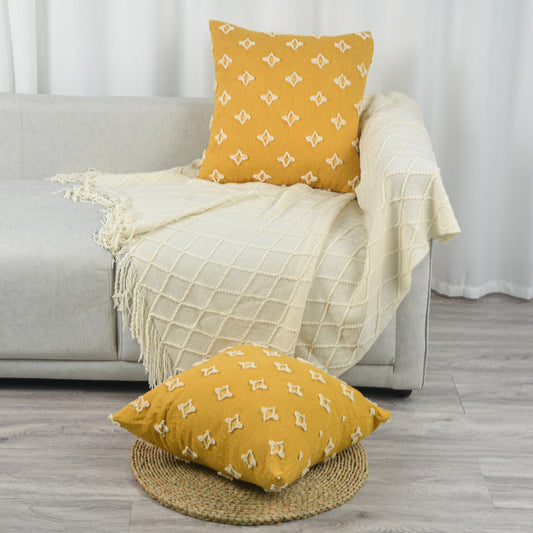 20''x20'' Tufted Floral 100% Cotton Throw Pillow pillow cover with nature-inspired artwork - product view 2