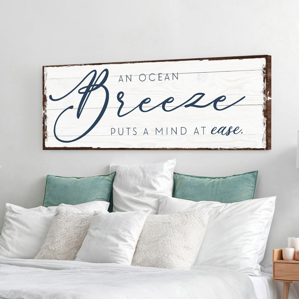 An Ocean Breeze Puts a Mind At Ease Sign canvas with nature-inspired artwork - product view 2
