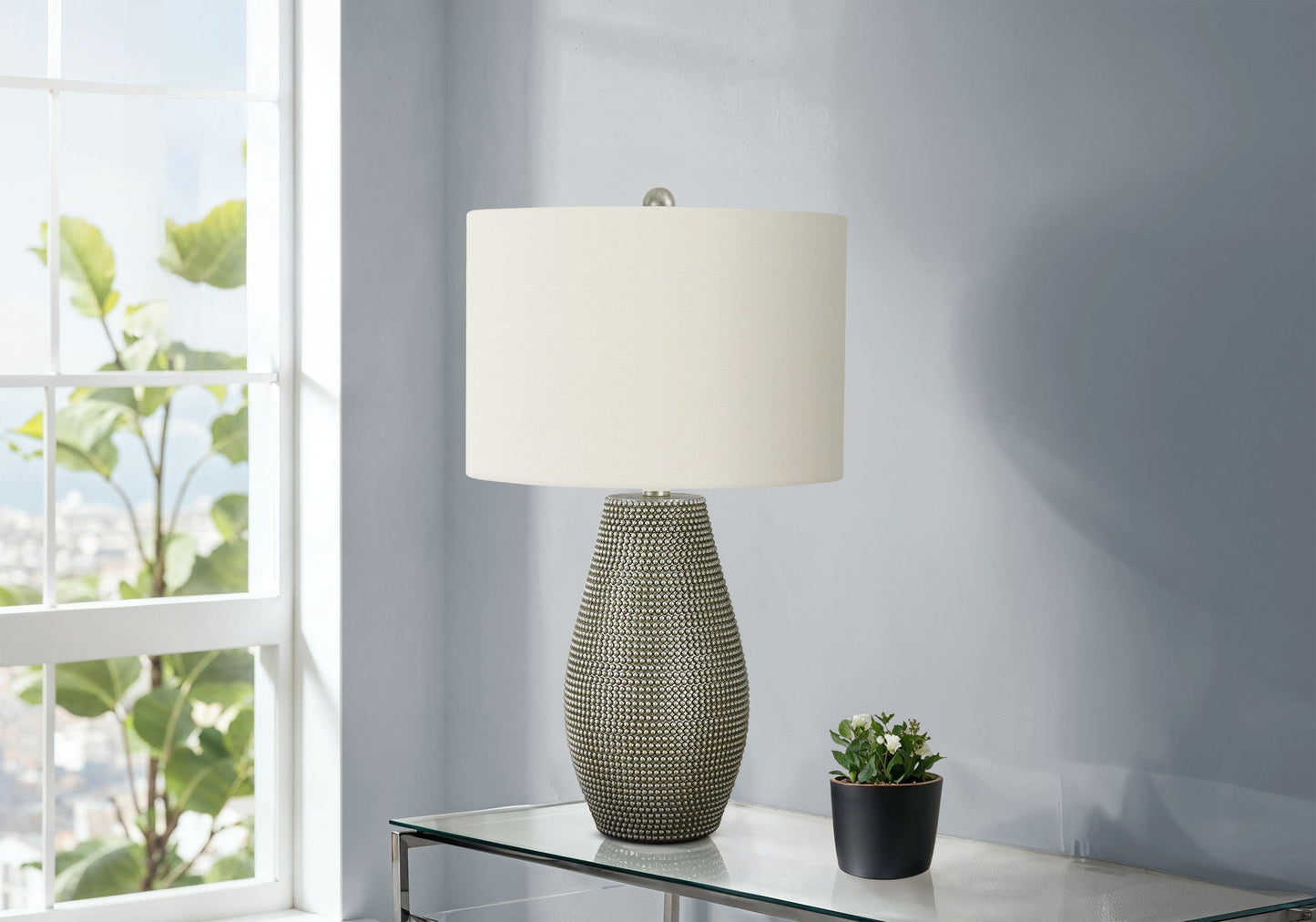 Gray Resin Table Lamp