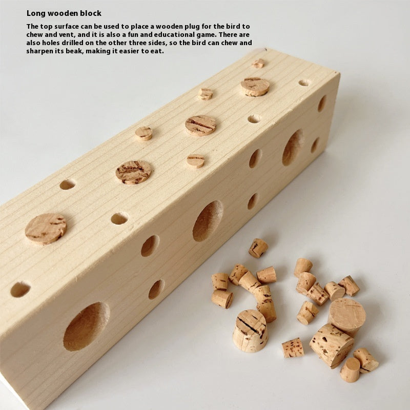 Parrot Educational Toy for Gnawing Wood uncategorized / needs cleanup with nature-inspired artwork - product view 3