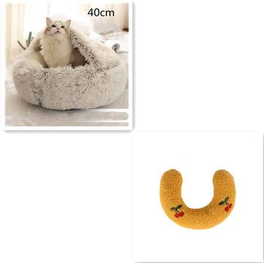 2 in 1 Dog and Cat Bed Pet Winter Bed Round Plush Warm Bed House Soft uncategorized / needs cleanup with nature-inspired artwork - product view 17
