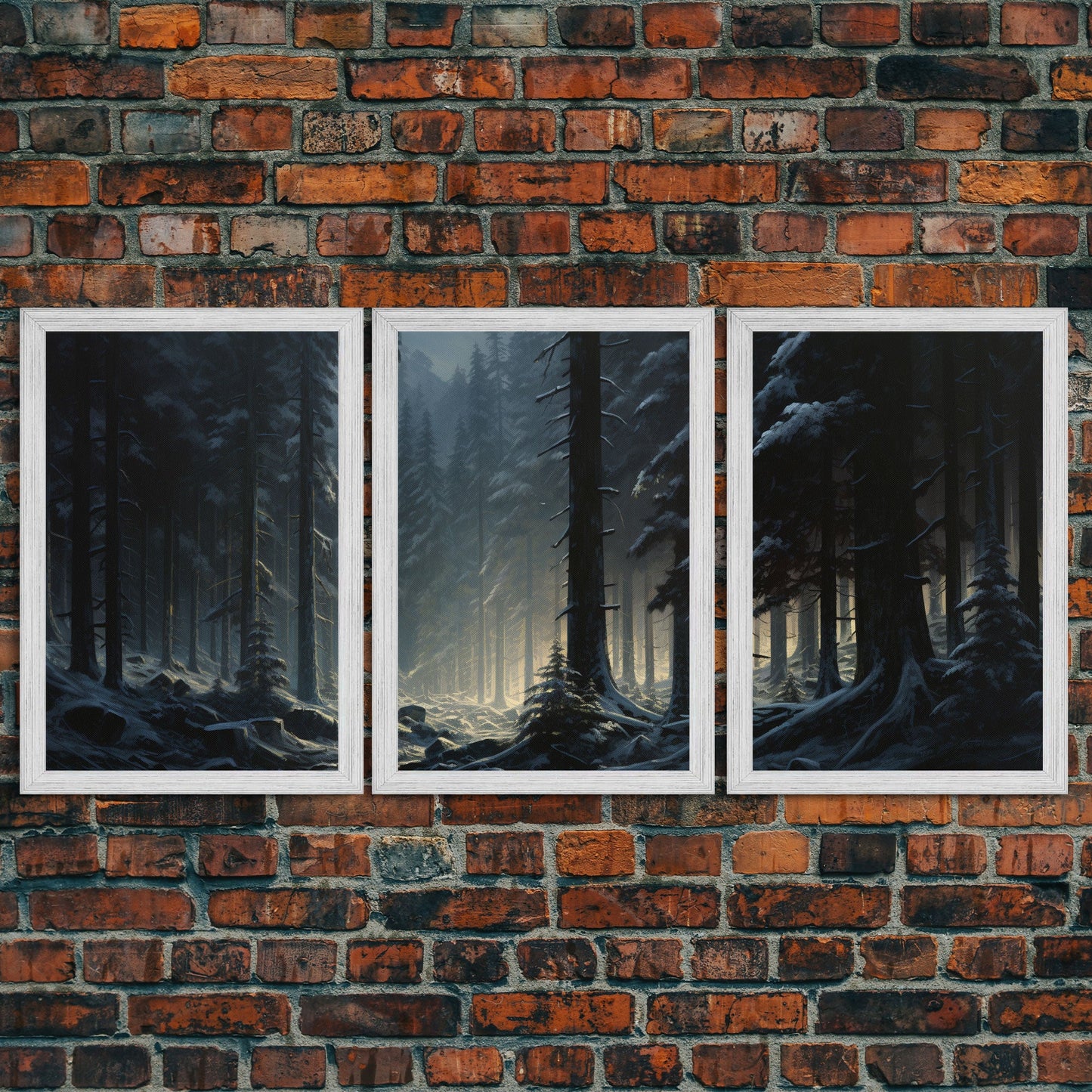 3 Panel Dark Winter | Framed Canvas Print