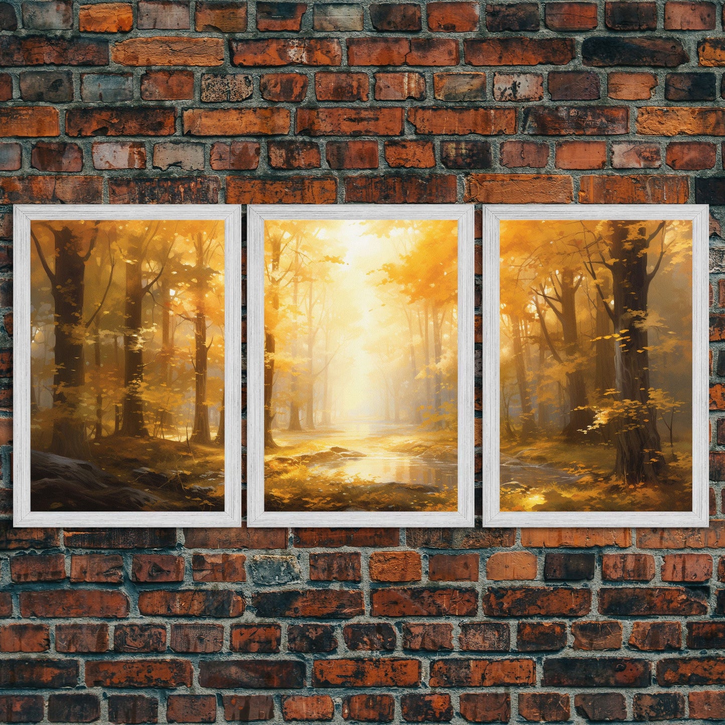 3 Panel Golden Hour Forest | Framed Canvas Print
