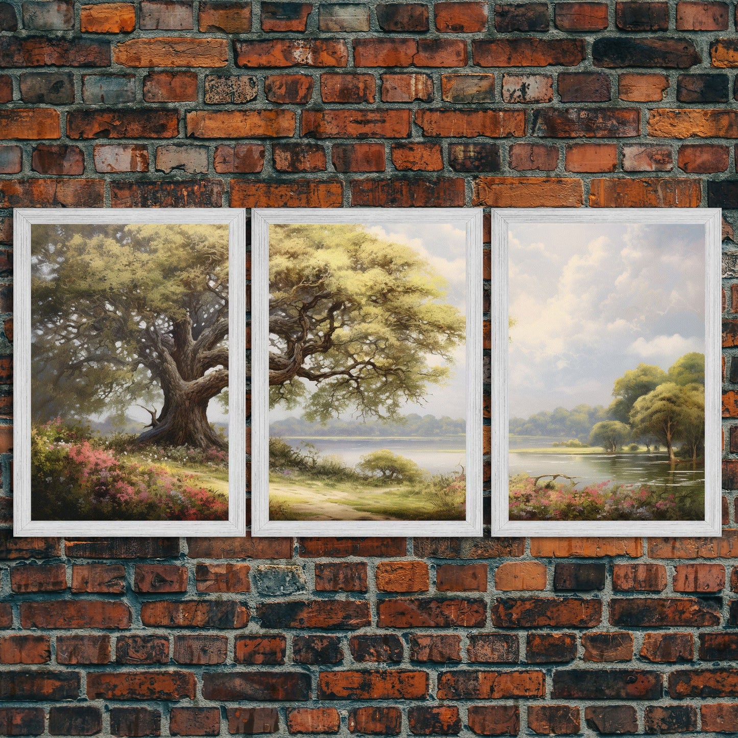 3 Panel Big Tree Lake | Framed Canvas Print
