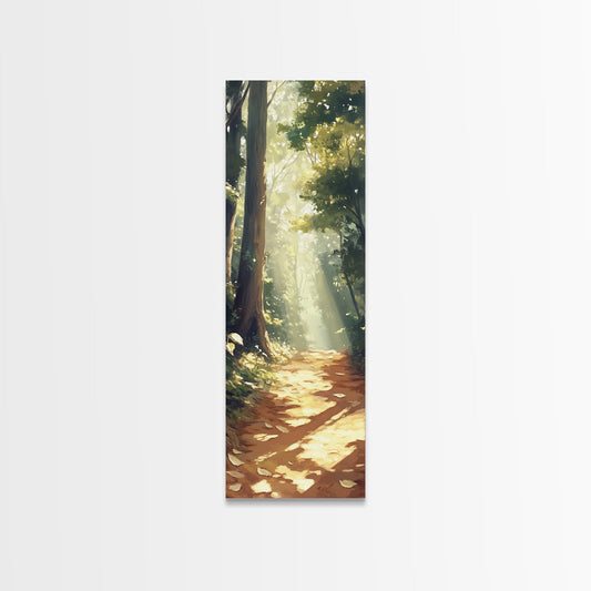Forest Path with Sunlit Trees | Framed Canvas Print