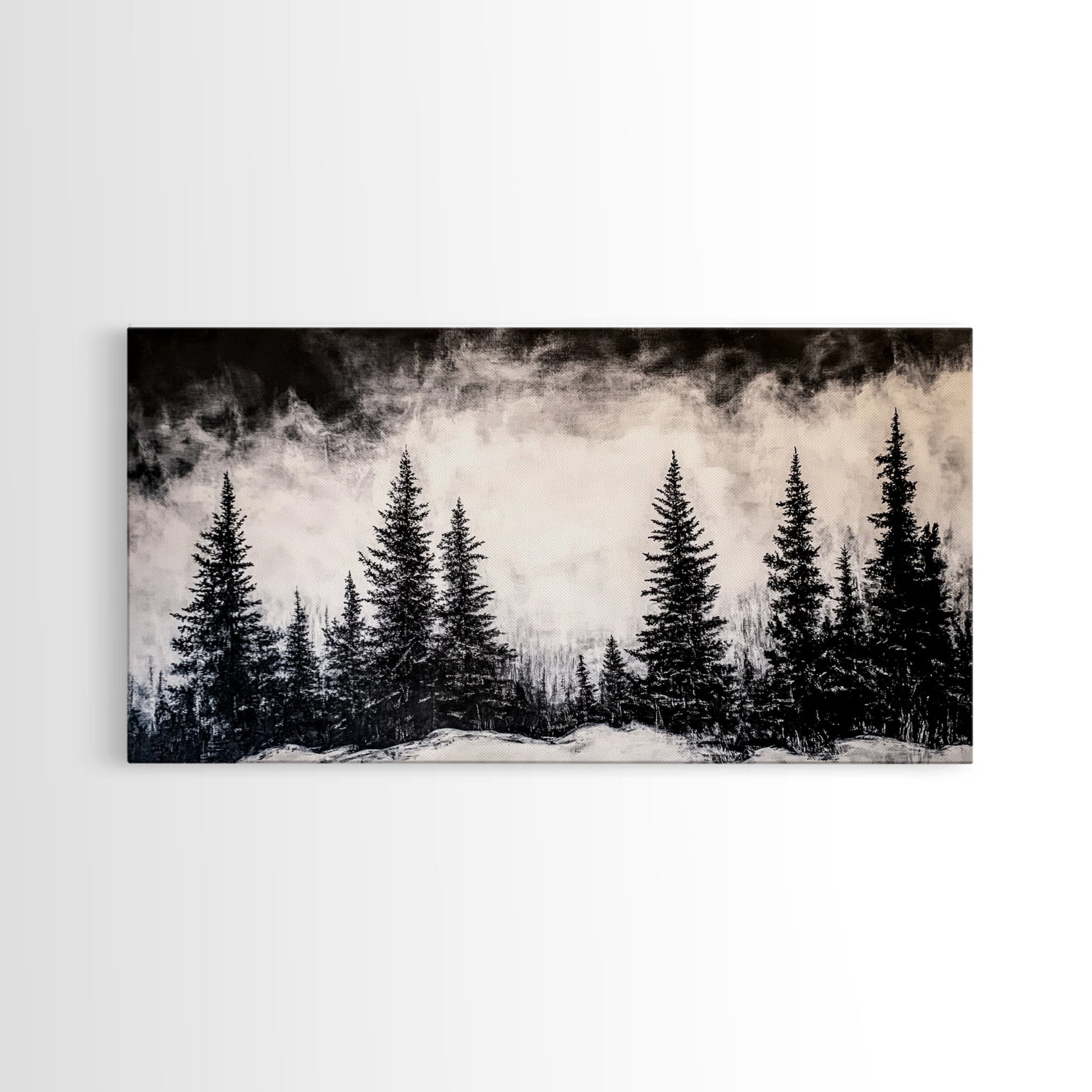 Canvas print of a forest silhouette with a textured background
