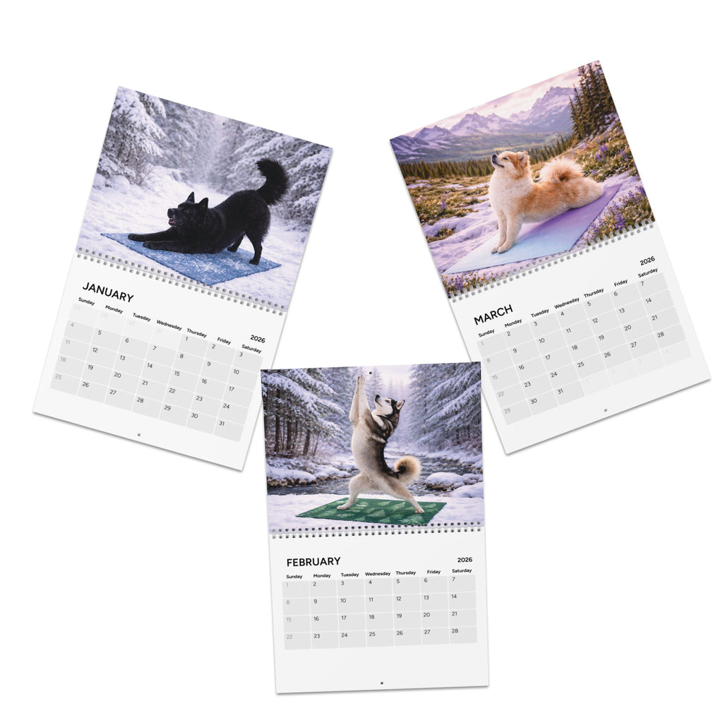 Dog Yoga Calendar () calendar with nature-inspired artwork - product view 3