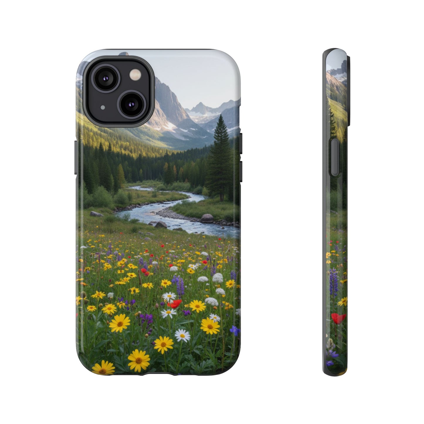 Mountain Meadow Serenity Phone Case - Tough Case with Nature Scenic Design