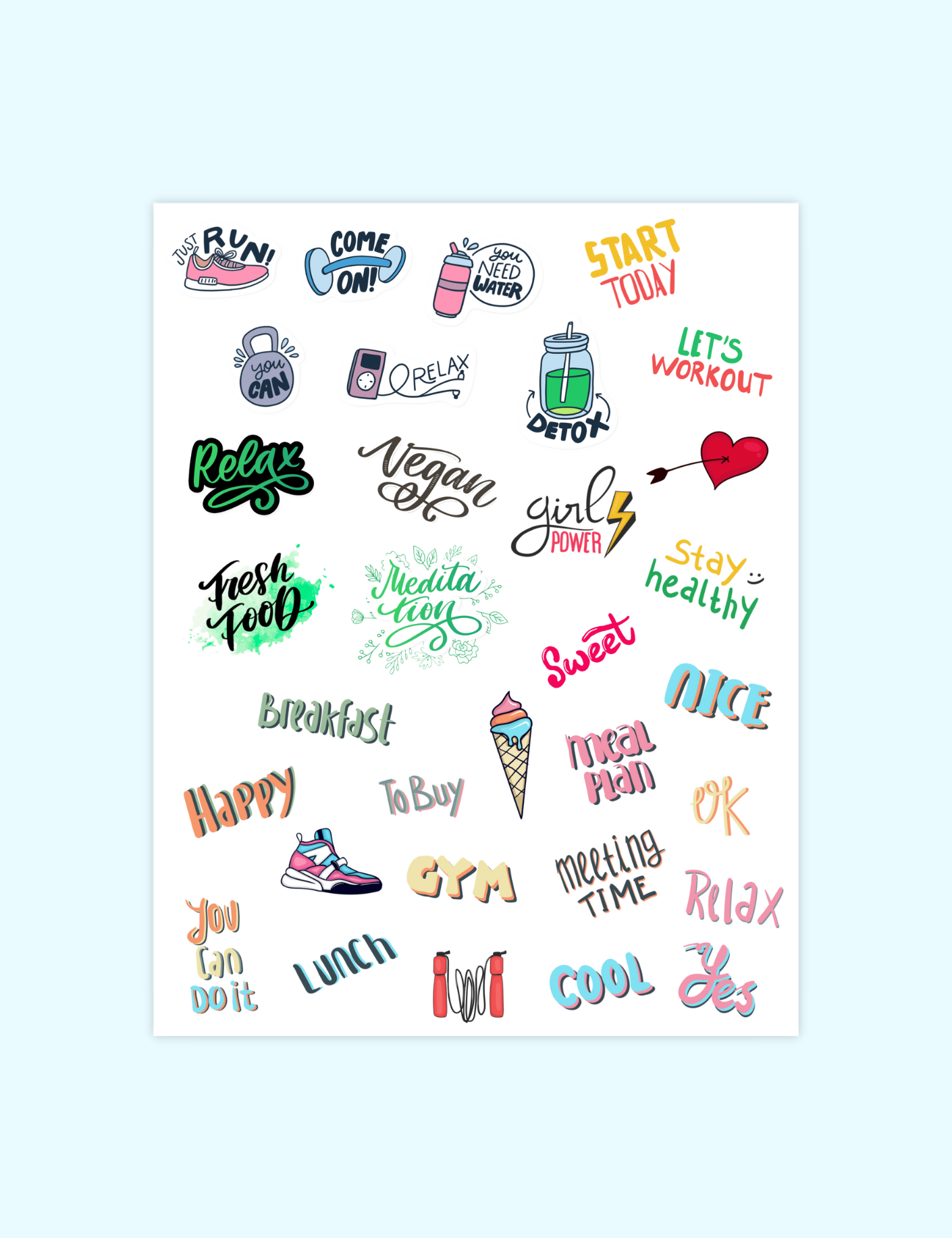 Health and Fitness Stickers uncategorized / needs cleanup with nature-inspired artwork - product view 4