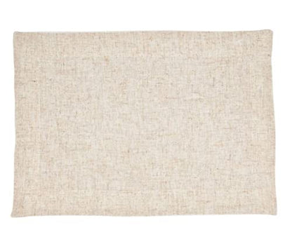 Natural & White Two-Tone Banded Border Placemats, Table Runner or Napkins