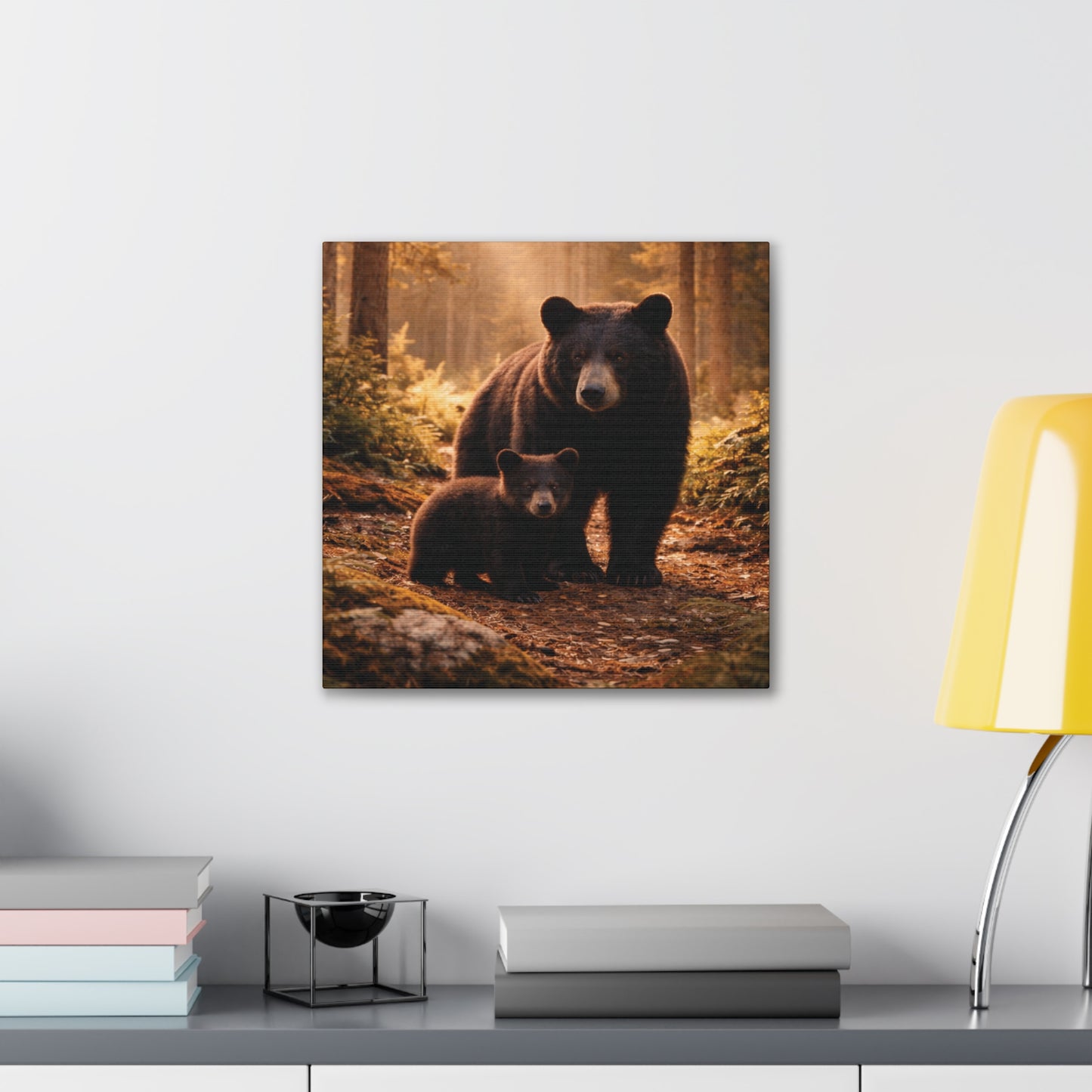 Momma Bear and Cub Wilderness Stretched Canvas