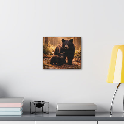 Momma Bear and Cub Wilderness Stretched Canvas