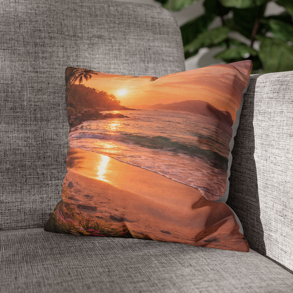Coastal Sunset pillow cover with nature-inspired artwork