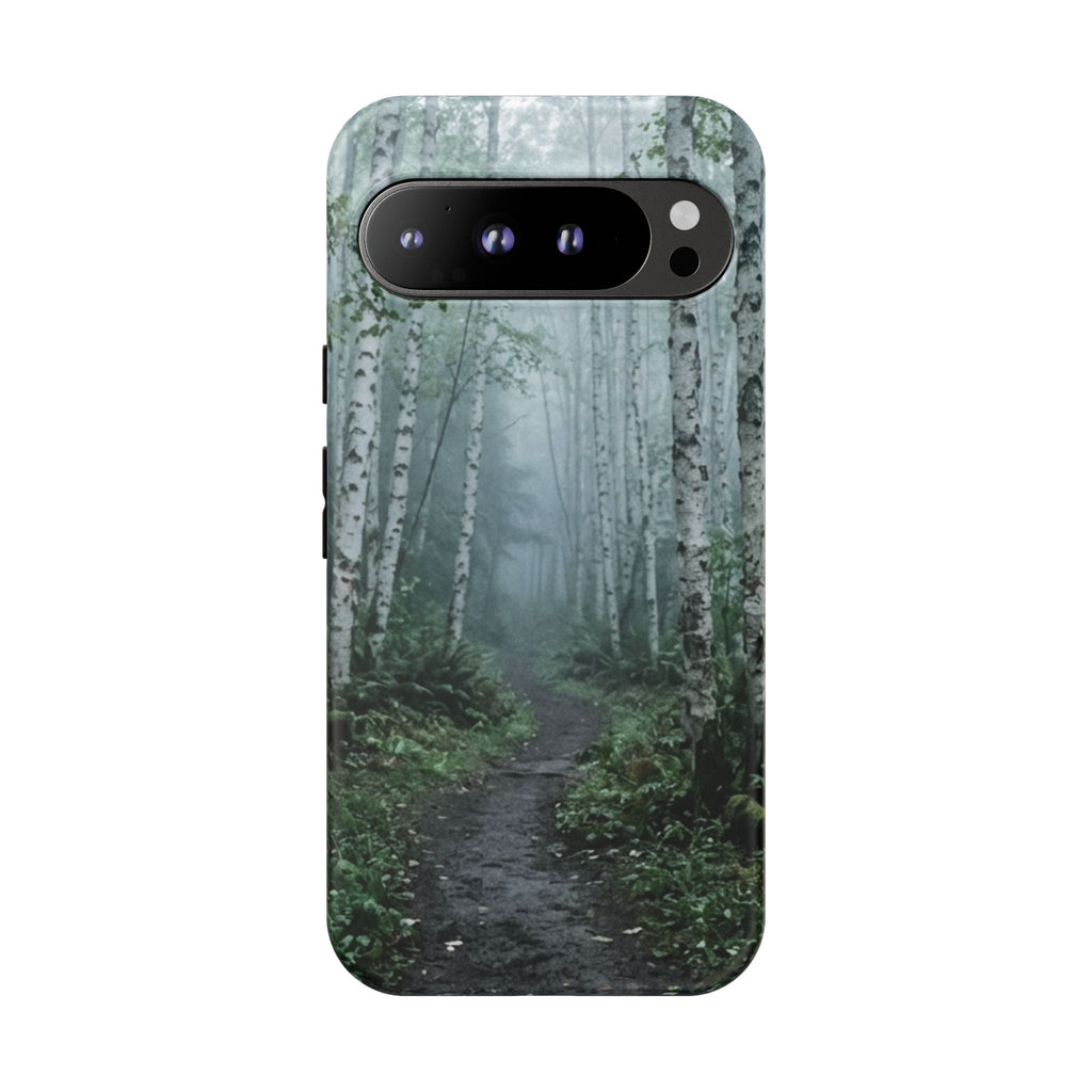 Twilight Birch Tree Path Phone Case