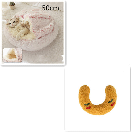 2 in 1 Dog and Cat Bed Pet Winter Bed Round Plush Warm Bed House Soft uncategorized / needs cleanup with nature-inspired artwork - product view 45