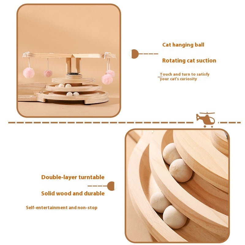Cat Scratch Board Toy Turntable Cat Teasing Ball Self uncategorized / needs cleanup with nature-inspired artwork - product view 3
