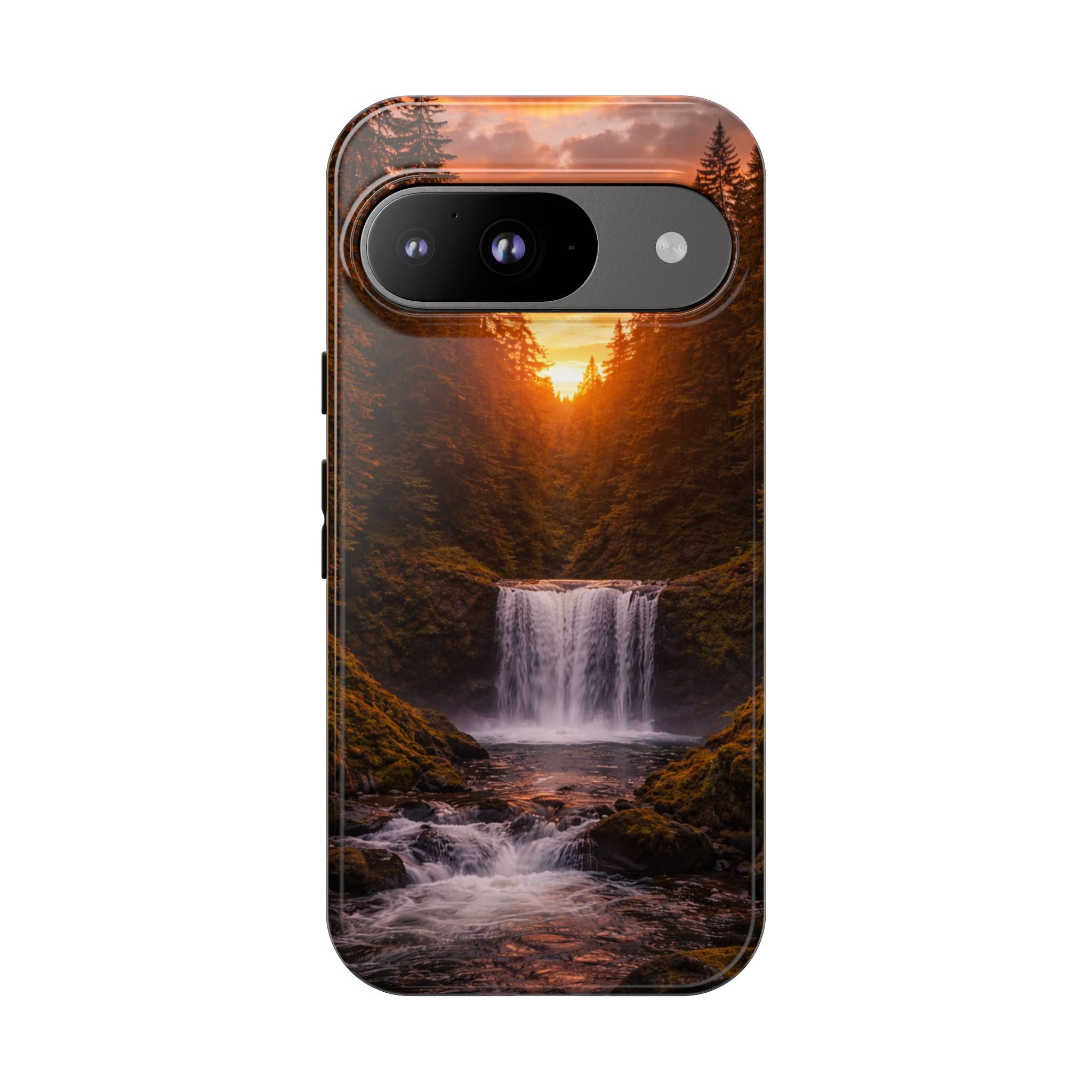 Evergreen Waterfall Phone Case phone case with nature-inspired artwork - product view 3